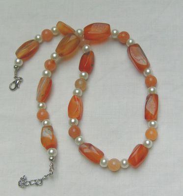 Bild 3 Edelsteincollier, Karneol, Achat, Zuchtperlen