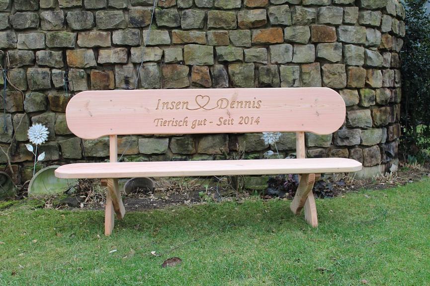 Bild 5 Hochzeitsgeschenk. Terrassenbank mit Gravur. Holzbank.