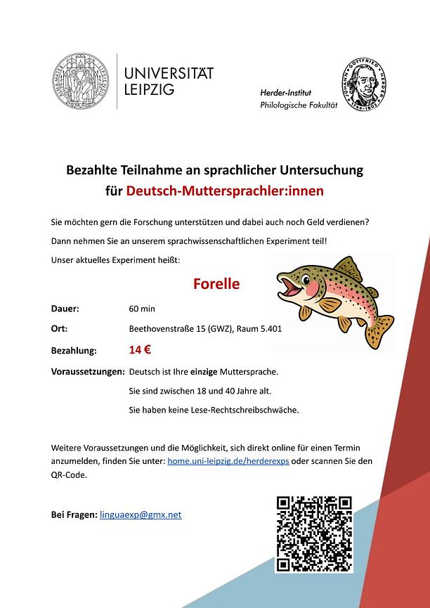 Bild 1 Bezahlte Teilnahme an sprachlichen Untersuchungen für deutsche Muttersprachler