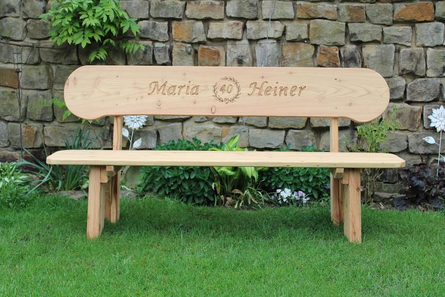 Bild 7 Terrassenbank. Gartenbank mit Gravur. Hochzeitsgeschenk. Geschenk.