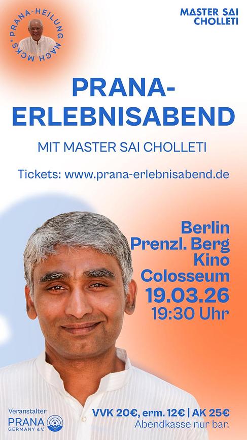 Bild 1 PRANA-Erlebnisabend in Berlin mit Master Sai Choletti