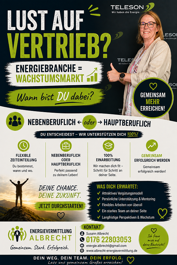 Bild 1 Wachstumsmarkt Energiebranche - leichte Vertriebstätigkeit-freie Zeiteinteilung