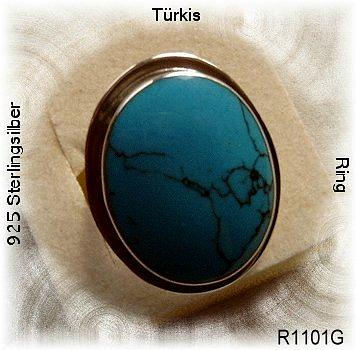 Bild 4 Türkisring mit einen großen Türkisstein, 925 Silber