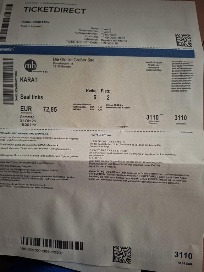 Bild 1 KARAT Tickets