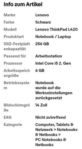 Bild 2 Lenovo ThinkPad L420 14" 6GB RAM mit DVD-RW