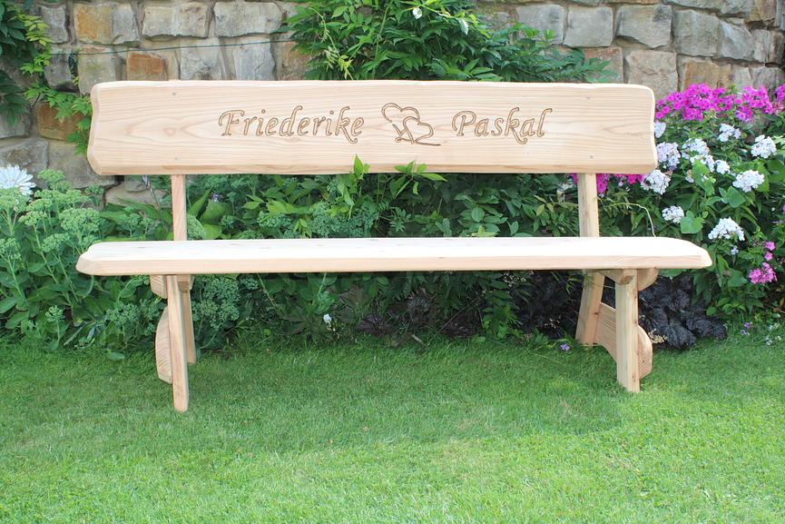 Bild 2 Gartenbank aus Holz mit Gravur. Rentnergeschenk. Hochzeitsgeschenk.