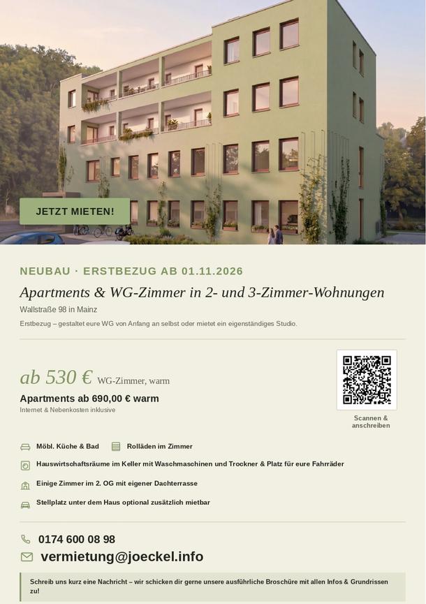 Bild 1 Neubau - Erstbezug_Apartments & WG-Zimmer - JETZT MIETEN!