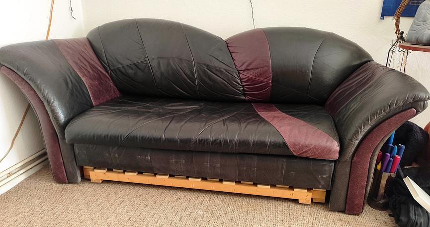 Bild 1 Ledersofa mit ausziehbarem Lattenrost