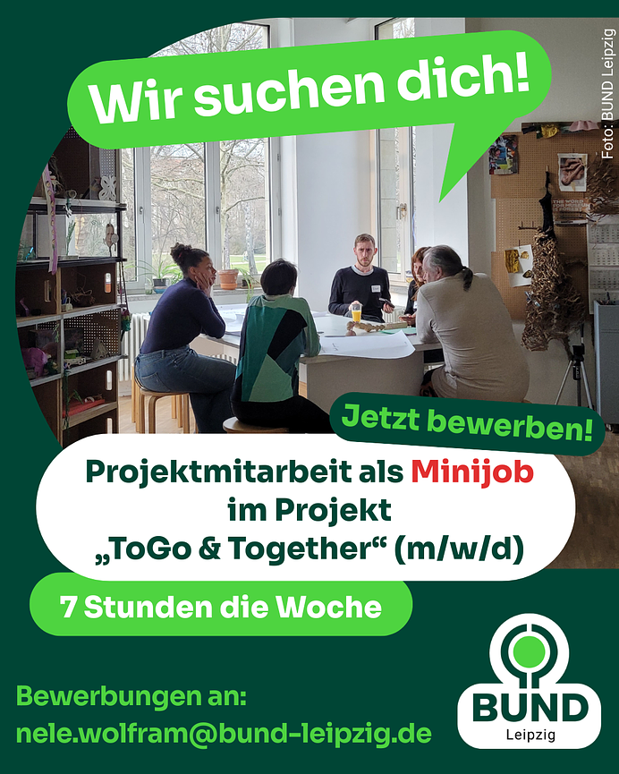 Bild 1 Projektmitarbeit Minijob im Projekt „ToGo & Together“ (m/w/d) beim BUND Leipzig