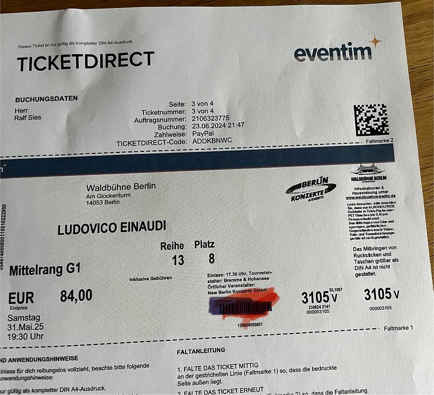 Bild 1 Ludovico Einaudi Berlin 31.5.25 2 Karten