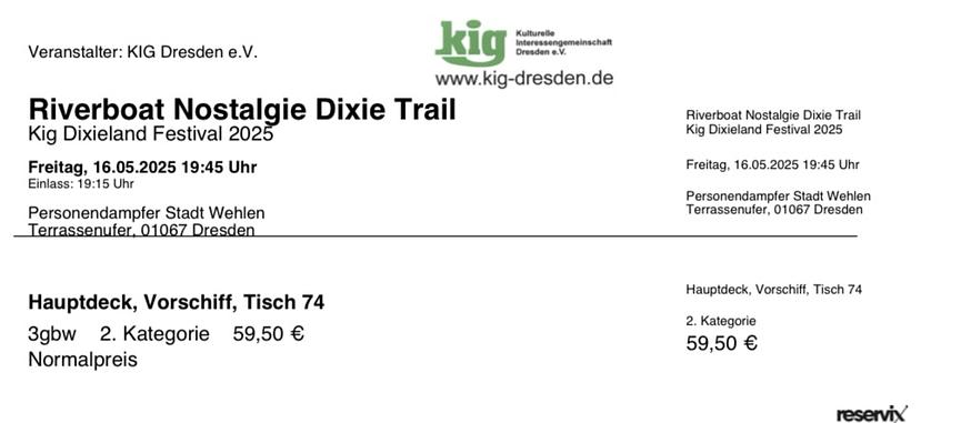 Bild 2 Dresden: Dixieland Riverboat am 16.05.25