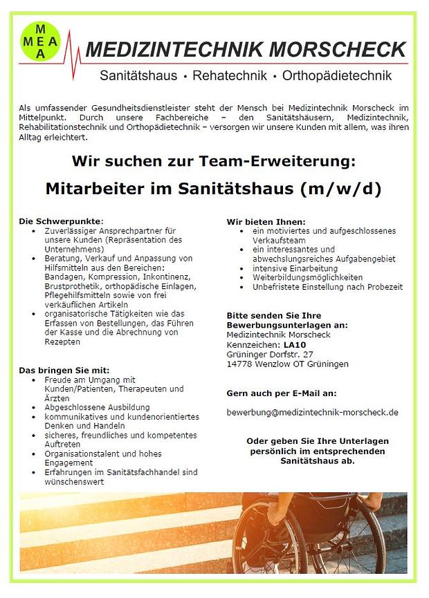 Bild 2 Sanitätshausfachverkäufer / MFA m/w/d 12247 Berlin