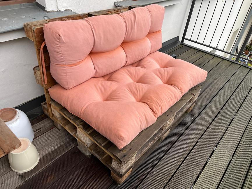 Bild 1 Palettensofa / Palettenbank mit Klappfunktion & Kissen 120 cm