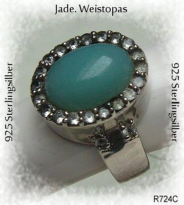 Bild 4 Ring 925 Silber mit gefassten Jade und Weistopasen