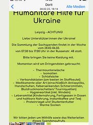Vorschaubild Spenden für Kriegsopfer der Ukraine bis 6.MärzRussenstr.48
