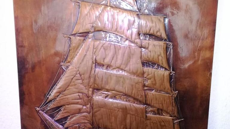 Vorschaubild =>wunschönes Kupfer-Relief-Bild=>Fregatte=>nur 11,-€ !!!
