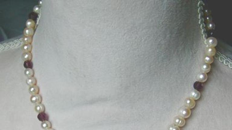 Herzkette, Achatherz mit Perlen und Kristallen