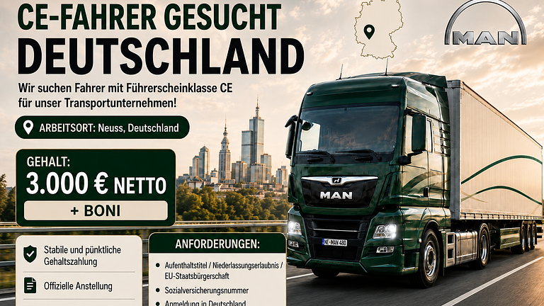 Berufskraftfahrer / LKW-Fahrer (m/w/d) – Führerscheinklasse CE