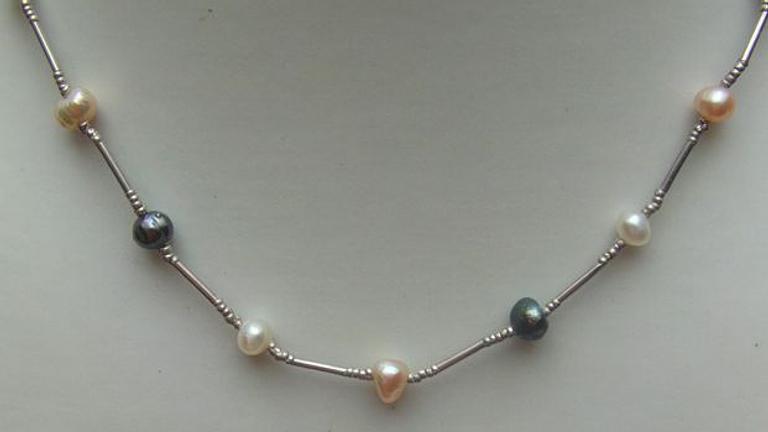 Perlencollier, 925 Silber