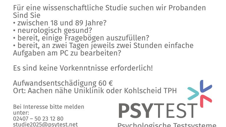Verdiene 60 € bei einer Studie!