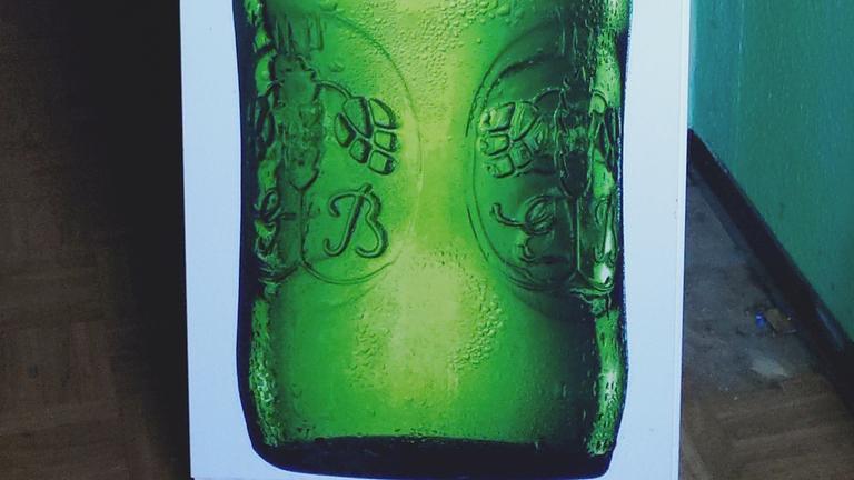 Küchenmöbel: Schrank (Bierflaschendeko), Unterschrank, Hängeschrank m. Regal