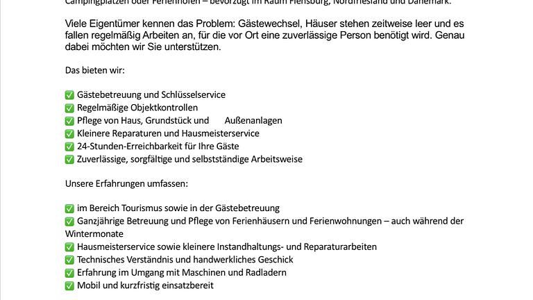 Wir bieten unsere Hilfe auf Campinganlagen- Ferienanlagen an