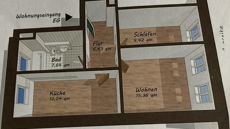 Vorschaubild 2-Zimmer- Whg im Osten Leipzigs ab 01.01.23