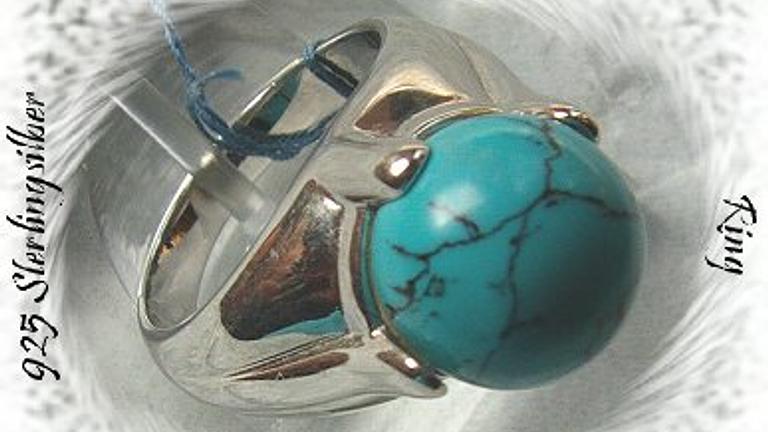 Ring, 925 Silber mit gefasstenTürkisstein