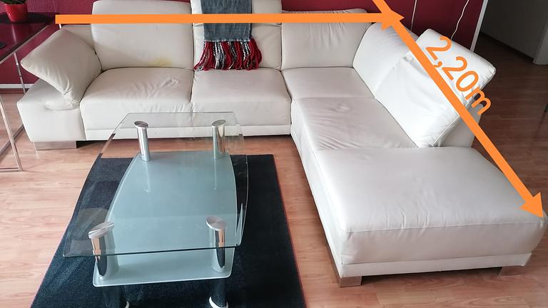 Ledercouch mit Beistellteil zu verschenken
