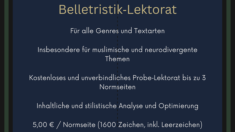 Belletristik‑Lektorat – muslimisch & neurodivergent