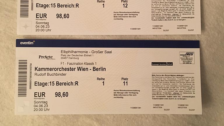Vorschaubild Elbphilharmonie 2 Tickets zu verkaufen