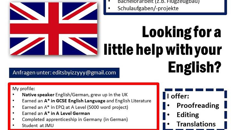 Vorschaubild Korrekturlesen/Übersetzen auf Englisch