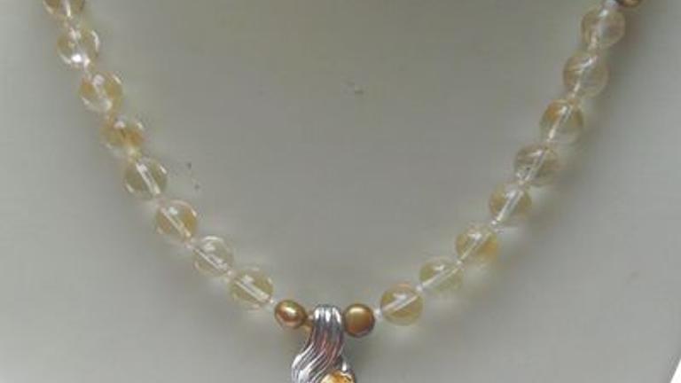 Citrinkette mit Citrinanhänger, 925 Silber
