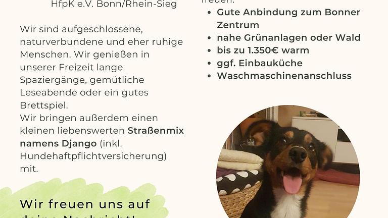junges Paar mit Hund sucht 2-3 ZKB!