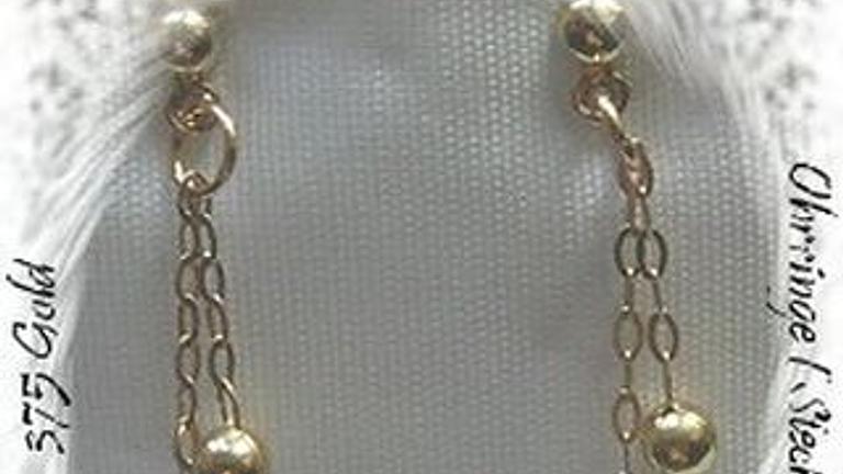 Ohrringe , 375 Gold mt Perlen und Goldkugeln