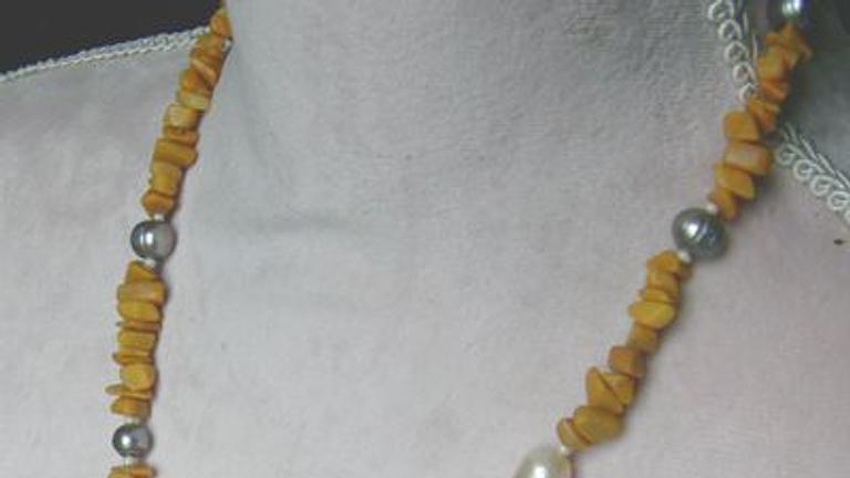 Edelsteinkette mit Perlen, den Jade und den Blauquarz