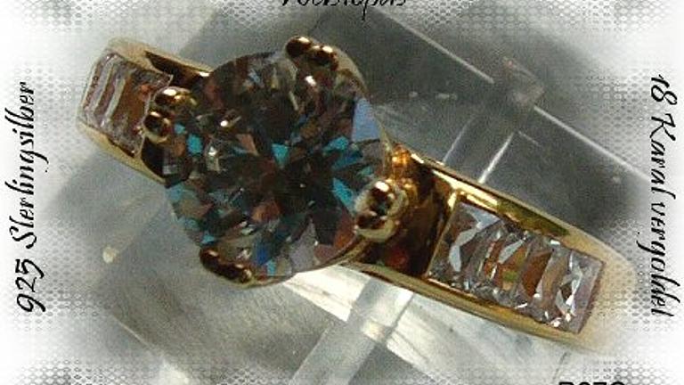 Ring, 925 Silber, vergoldet mit gefassten Topassteinen