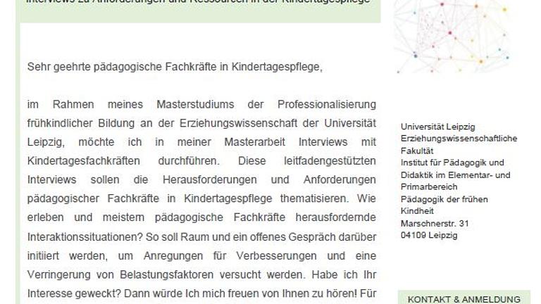 Interview Partner*in in Kindertagespflege gesucht