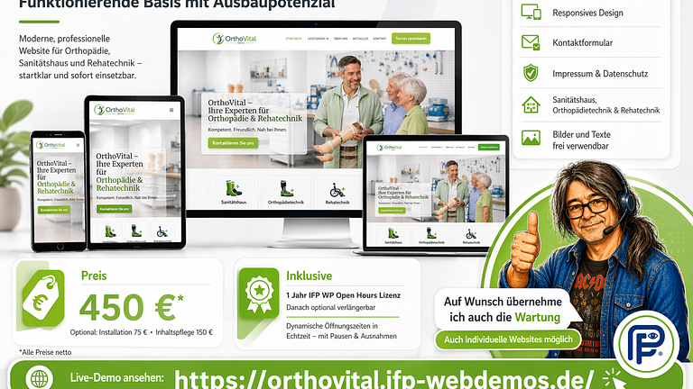 Website für Orthopädie, Sanitätshaus & Rehatechnik zu verkaufen