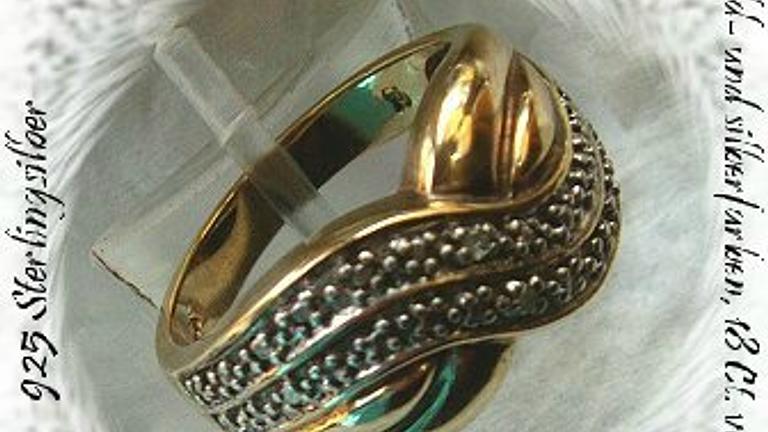 Ring, 925 Silber, vergoldet mit gefassten Topasen