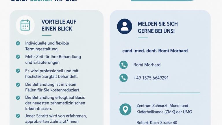 Patienten Zahnmedizin Studium gesucht!