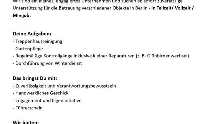 Hausmeisterservice sucht Kollegen/in