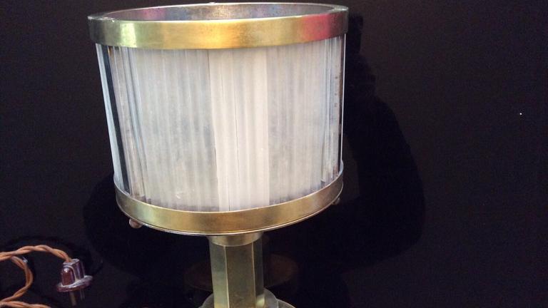Art Deco Lampe Verre Brass Moderniste Louis Sognot