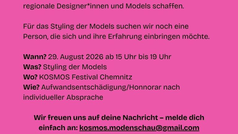 Stylist*in für KOSMOS Festival in Chemnitz am 29.8.2026