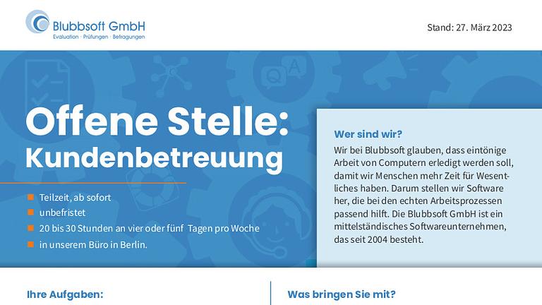 Vorschaubild Offene Stelle: Kundenbetreuung