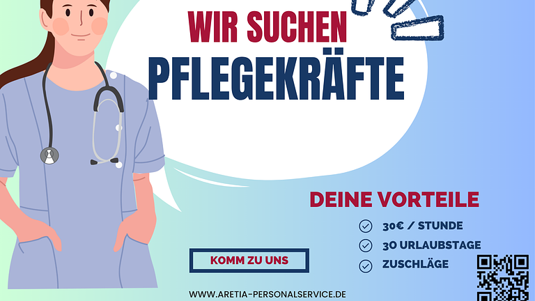Pflegepersonal für extrem gutes Gehalt gesucht! 1000€ Prämie bei Empfehlung!