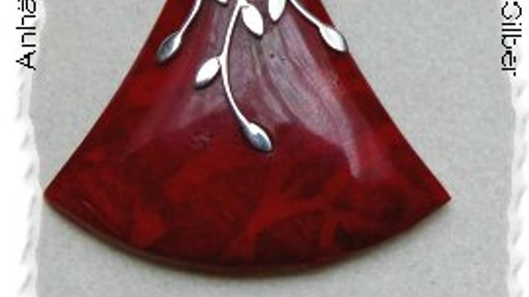 Korallenanhängr, rote Koralle in 925 Silberfassung