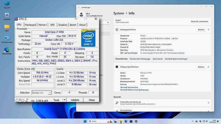 Vorschaubild leiser PC Intel Core i7, 32 GB RAM, Win10/11