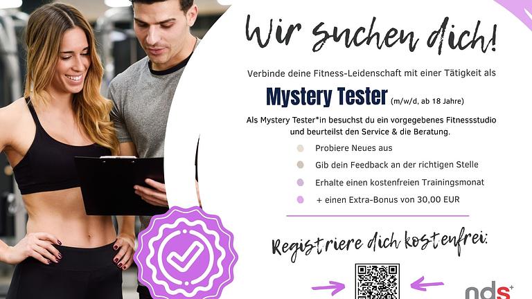 Wir suchen dich! Mystery Fitness-Tester*in (m/w/d, ab 18 Jahre)