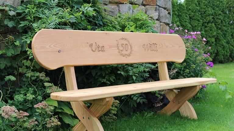 Rentners Geschenk. Hochzeitsgeschenk. Gartenbank. Jubiläumsgeschenk.